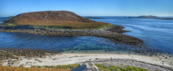 View's across Nornour's beach to Great Ganilly